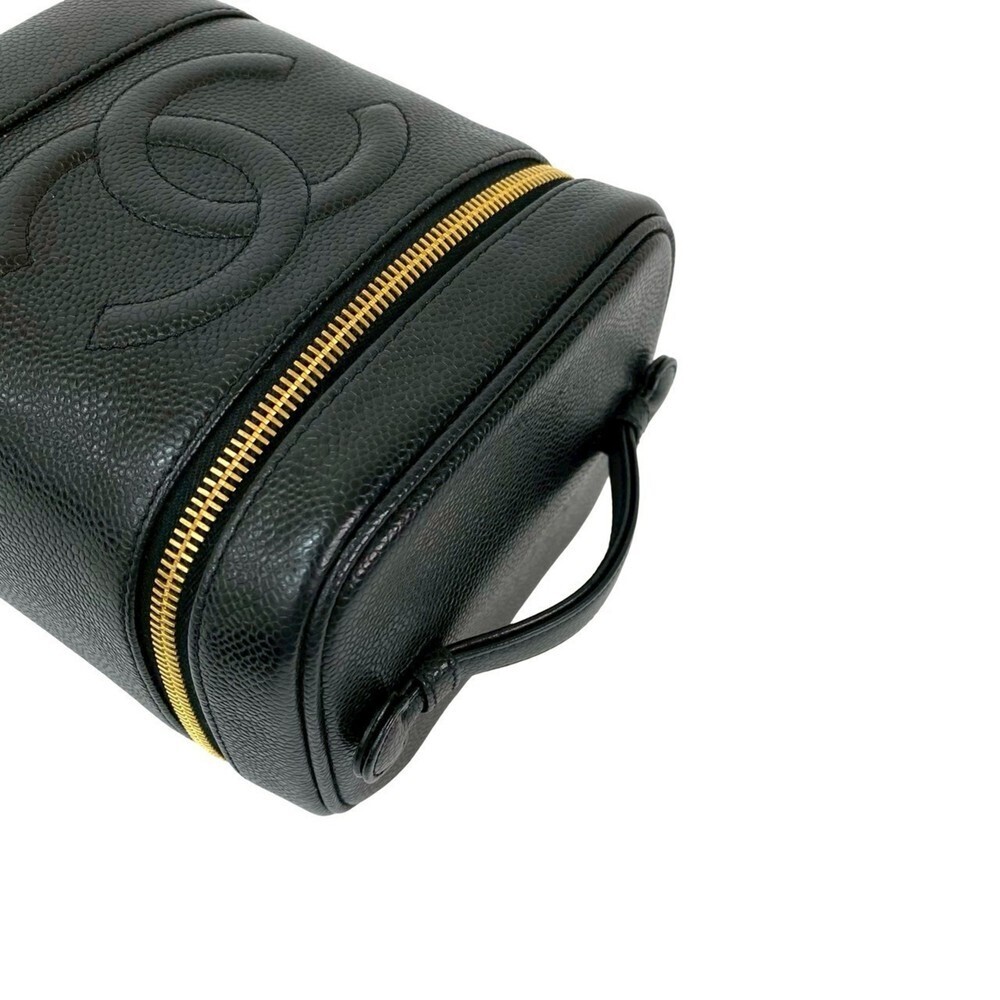 CHANEL Black Caviar Leather Logo Vanity Bag - Picture 4 of 9